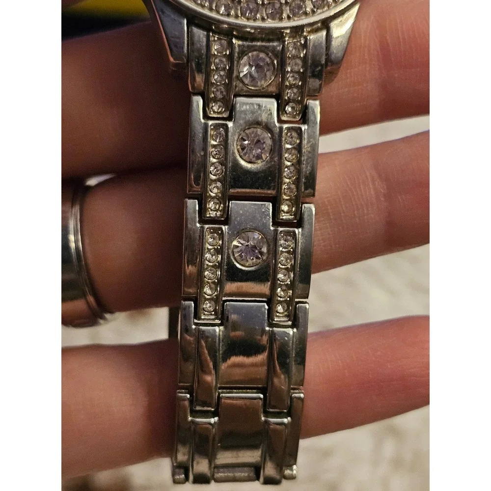 FMD Womens Silver Tone Crystal Bezel Link Bracelet Watch FMDWS153 1712